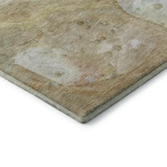 Linen Ivory And Green Abstract Washable Area Rug With UV Protection Photo 8
