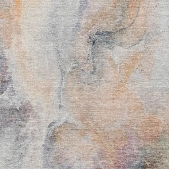 Linen Peach And Ivory Abstract Washable Area Rug With UV Protection Photo 2