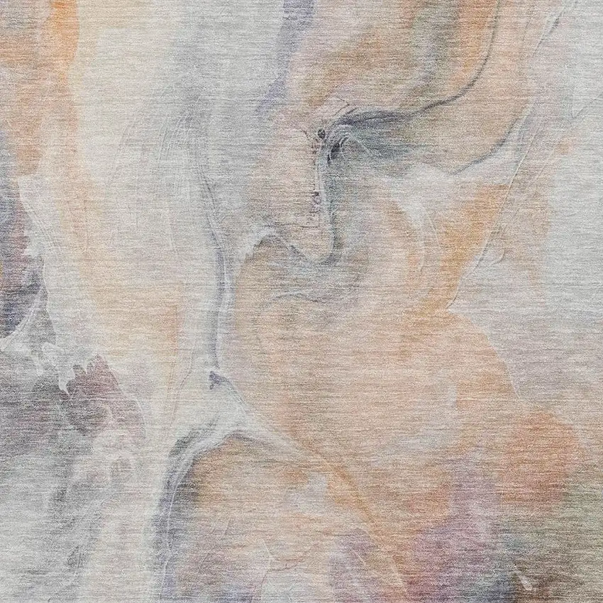 Linen Peach And Ivory Abstract Washable Area Rug With UV Protection Photo 2