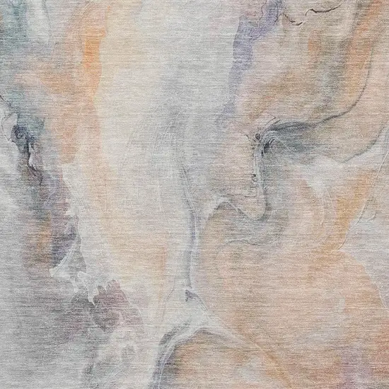 Linen Peach And Ivory Abstract Washable Area Rug With UV Protection Photo 2