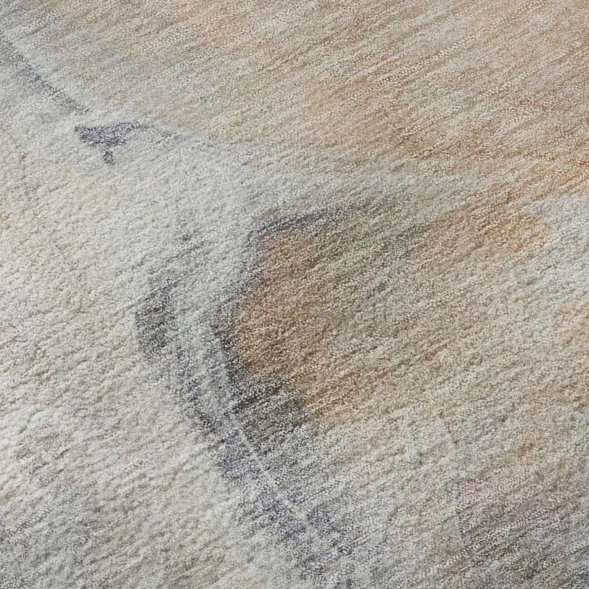 Linen Peach And Ivory Abstract Washable Area Rug With UV Protection Photo 9