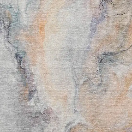 Linen Peach And Ivory Abstract Washable Area Rug With UV Protection Photo 2