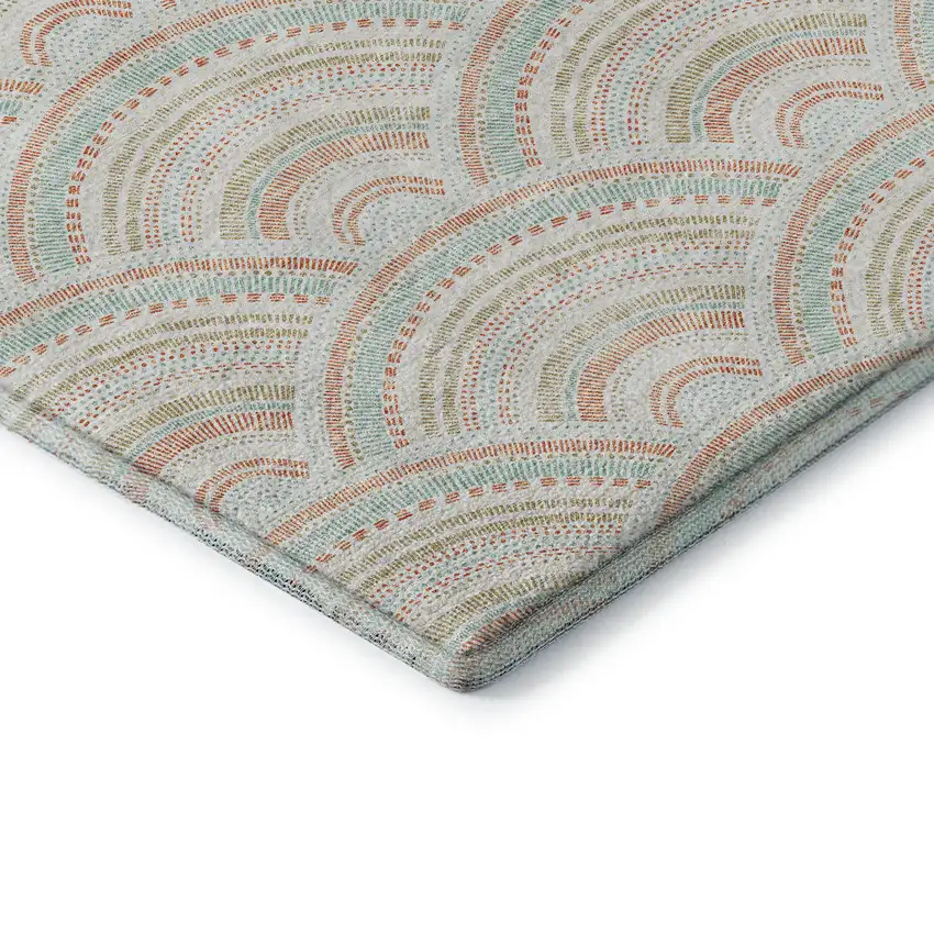 Linen Peach And Ivory Geometric Washable Area Rug With UV Protection Photo 6