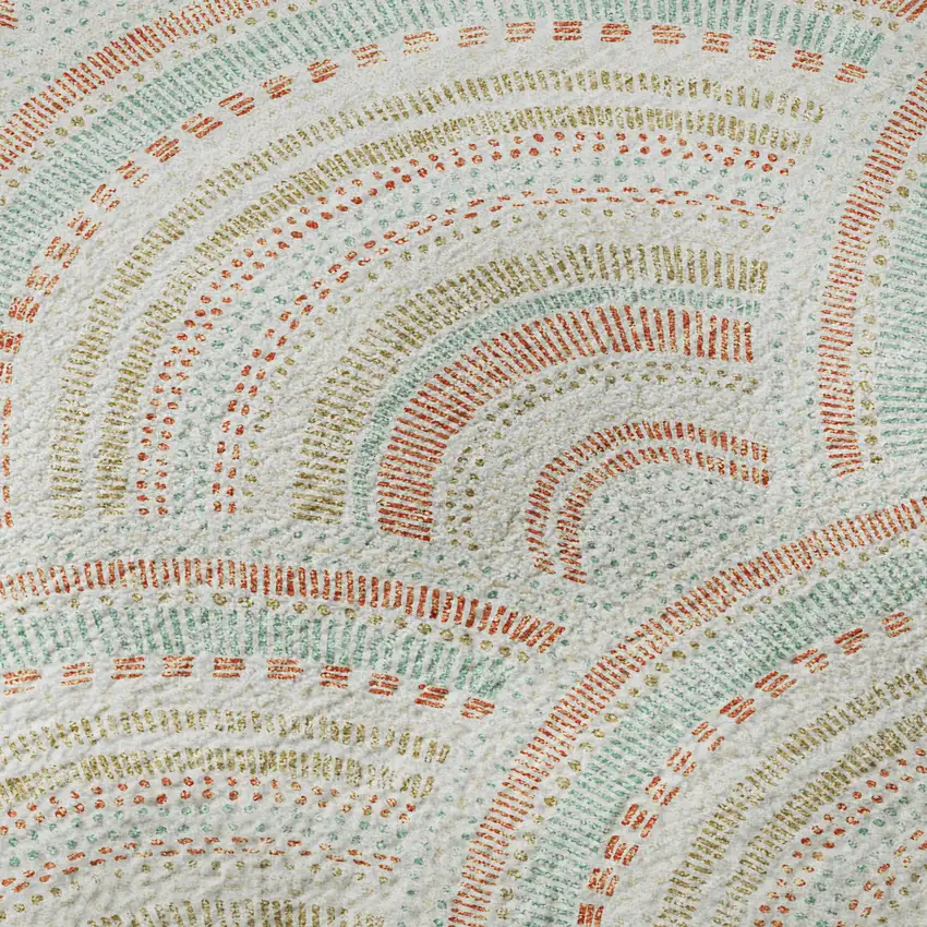 Linen Peach And Ivory Geometric Washable Area Rug With UV Protection Photo 8