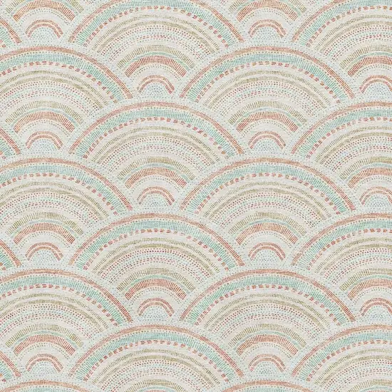 Linen Peach And Ivory Geometric Washable Area Rug With UV Protection Photo 2