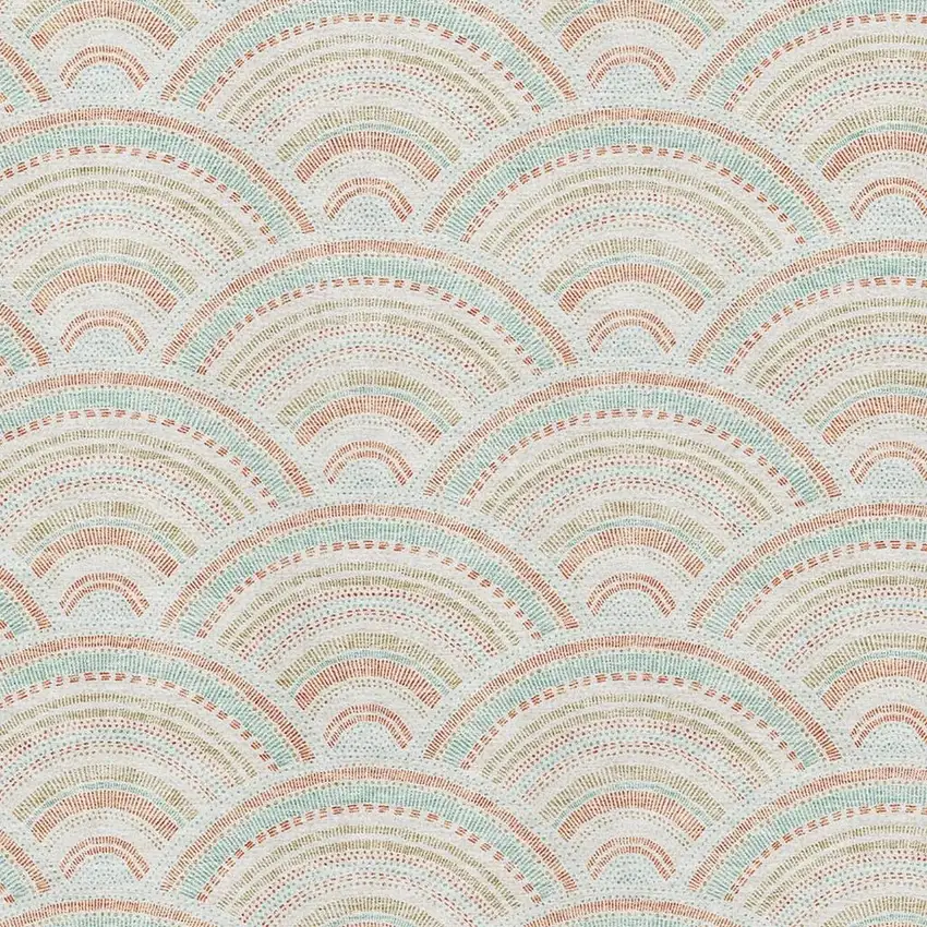 Linen Peach And Ivory Geometric Washable Area Rug With UV Protection Photo 2