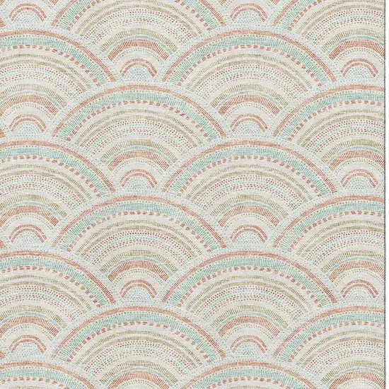 Linen Peach And Ivory Geometric Washable Area Rug With UV Protection Photo 2