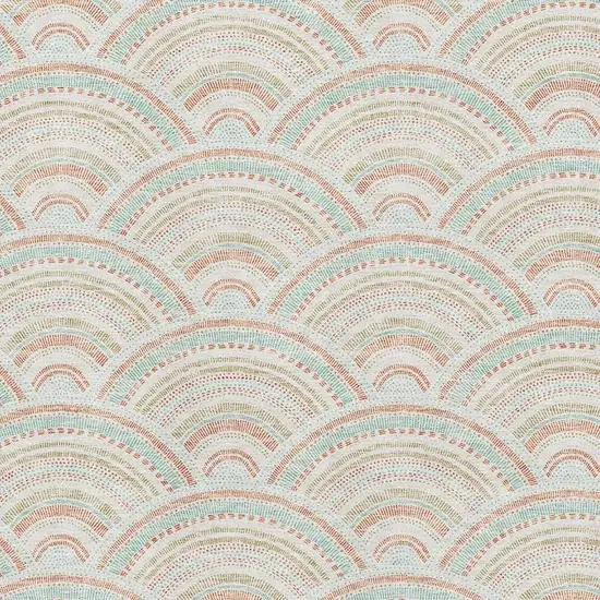 Linen Peach And Ivory Geometric Washable Area Rug With UV Protection Photo 2