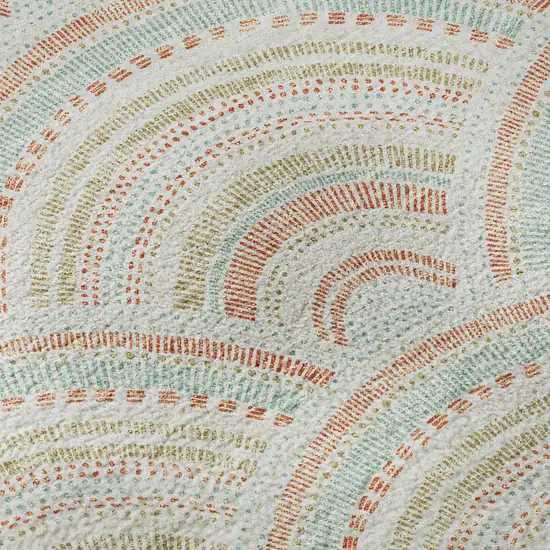 Linen Peach And Ivory Geometric Washable Area Rug With UV Protection Photo 9