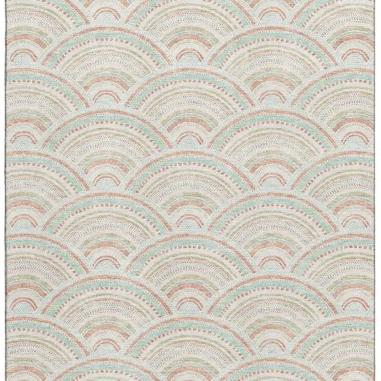 Linen Peach And Ivory Geometric Washable Area Rug With UV Protection Photo 3