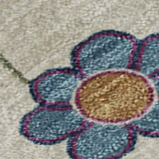 Linen Pink And Blue Floral Washable Area Rug With UV Protection Photo 9