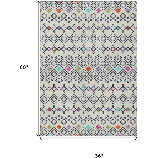 Linen Pink And Orange Geometric Washable Indoor Outdoor Area Rug Photo 3