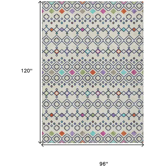 Linen Pink And Orange Geometric Washable Indoor Outdoor Area Rug Photo 3