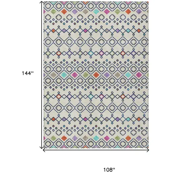 Linen Pink And Orange Geometric Washable Indoor Outdoor Area Rug Photo 3