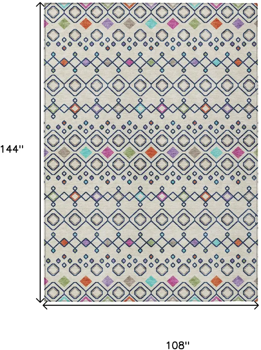 Linen Pink And Orange Geometric Washable Indoor Outdoor Area Rug Photo 3