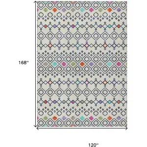 Photo of Linen Pink And Orange Geometric Washable Indoor Outdoor Area Rug