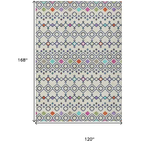 Linen Pink And Orange Geometric Washable Indoor Outdoor Area Rug Photo 3