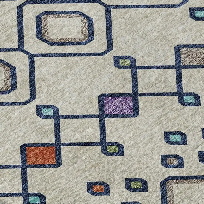 Linen Pink And Orange Southwestern Washable Area Rug With UV Protection Photo 3