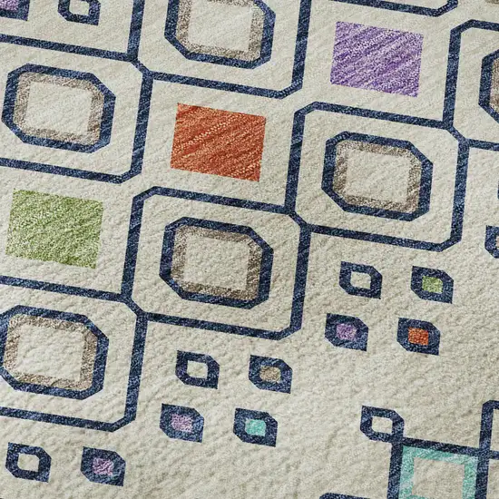 Linen Pink And Orange Southwestern Washable Area Rug With UV Protection Photo 9