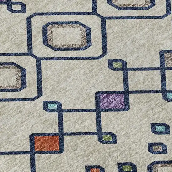 Linen Pink And Orange Southwestern Washable Area Rug With UV Protection Photo 2