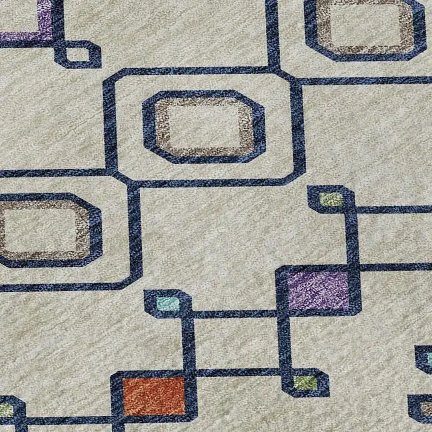 Linen Pink And Orange Southwestern Washable Area Rug With UV Protection Photo 2