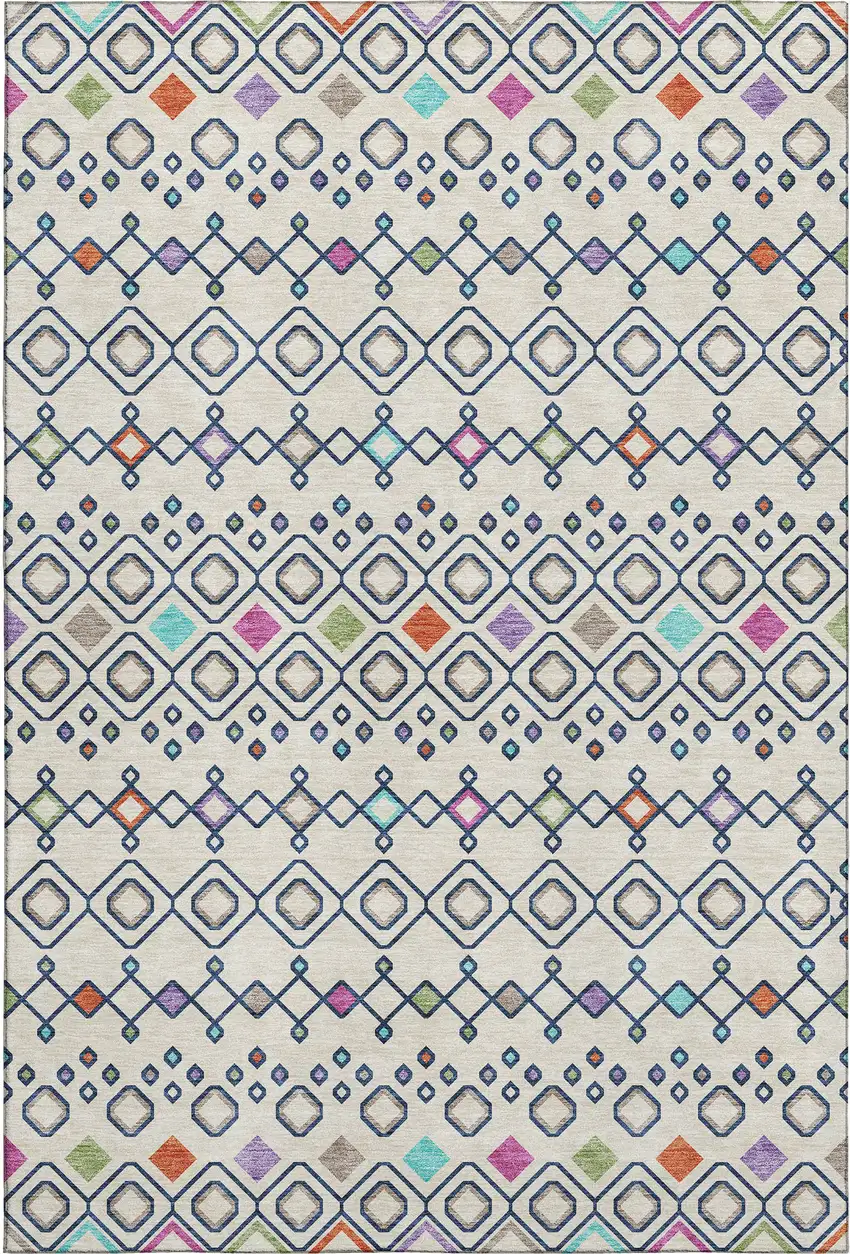 Linen Pink And Orange Southwestern Washable Area Rug With UV Protection Photo 6