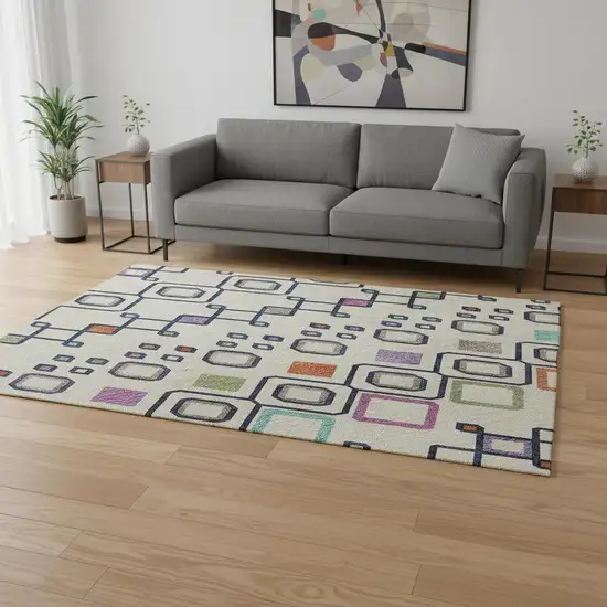 Linen Pink And Orange Southwestern Washable Area Rug With UV Protection Photo 2