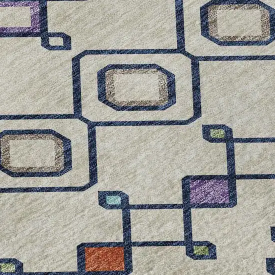 Linen Pink And Orange Southwestern Washable Area Rug With UV Protection Photo 2