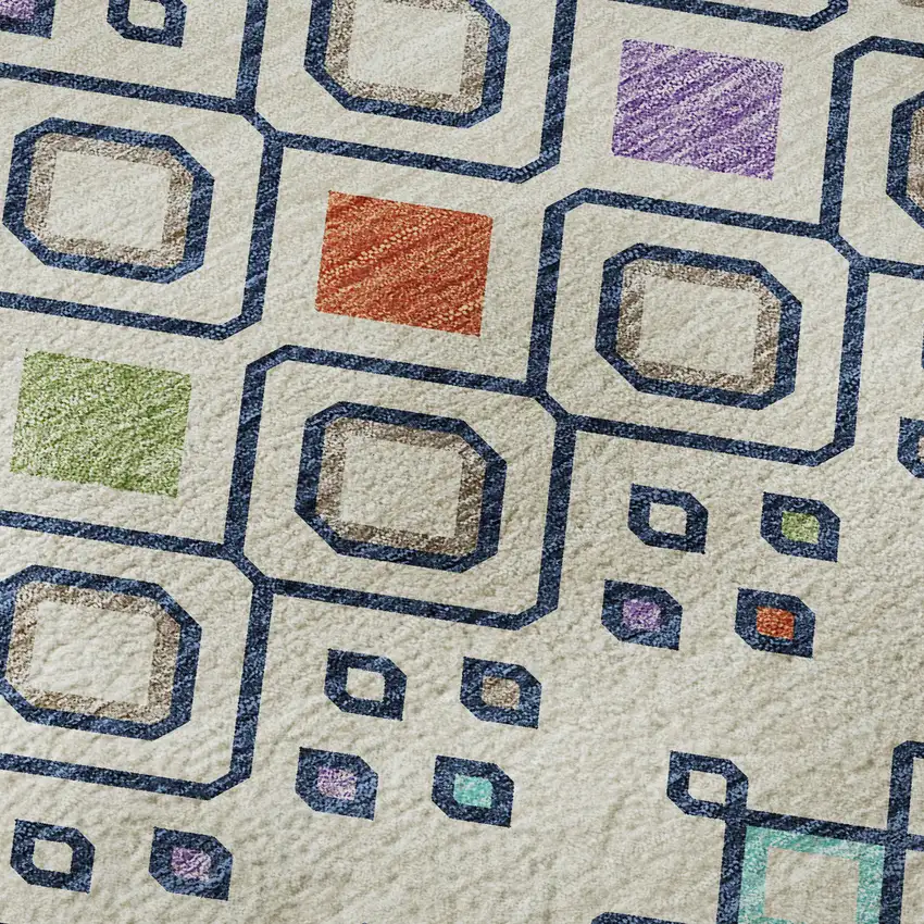 Linen Pink And Orange Southwestern Washable Area Rug With UV Protection Photo 9