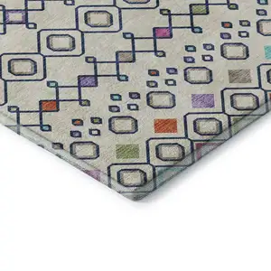 Photo of Linen Pink And Orange Southwestern Washable Area Rug With UV Protection