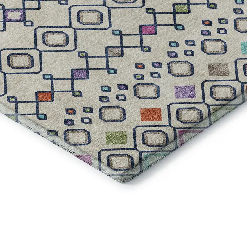 Linen Pink And Orange Southwestern Washable Area Rug With UV Protection Photo 1