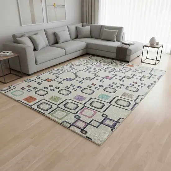 Linen Pink And Orange Southwestern Washable Area Rug With UV Protection Photo 2