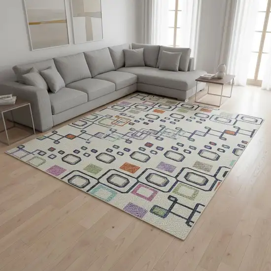 Linen Pink And Orange Southwestern Washable Area Rug With UV Protection Photo 2