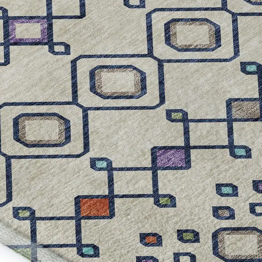 Linen Pink And Orange Southwestern Washable Area Rug With UV Protection Photo 3