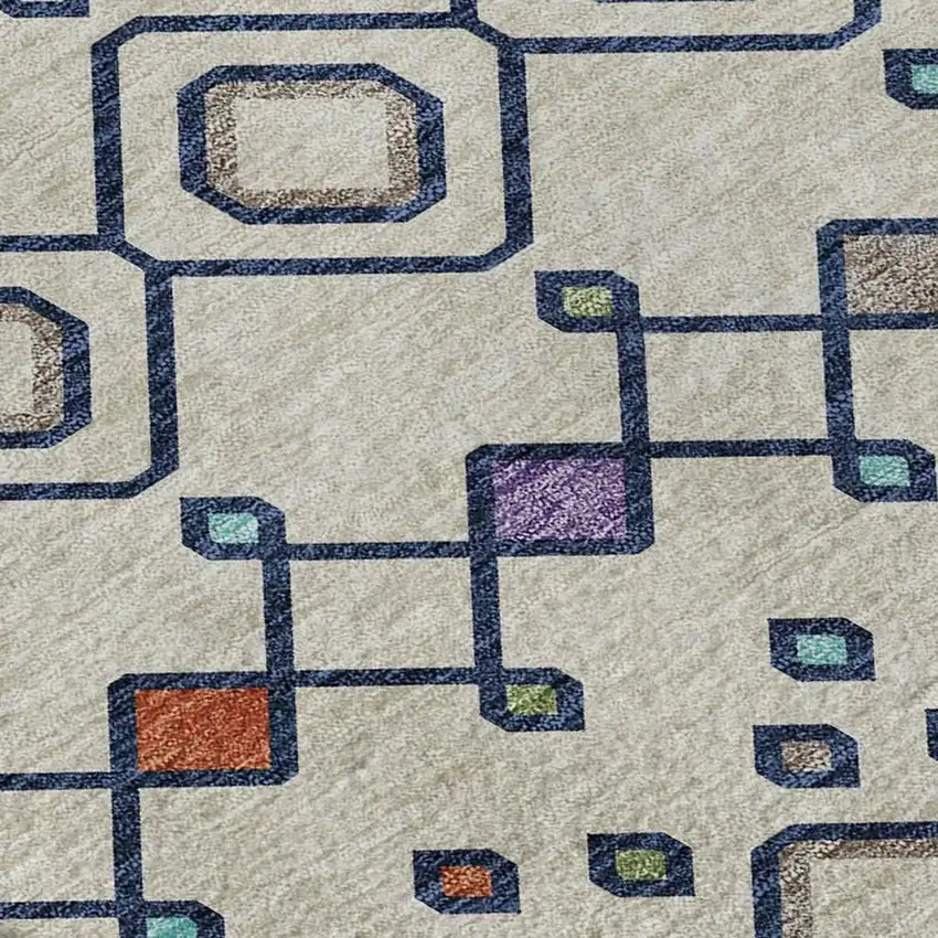 Linen Pink And Orange Southwestern Washable Area Rug With UV Protection Photo 2