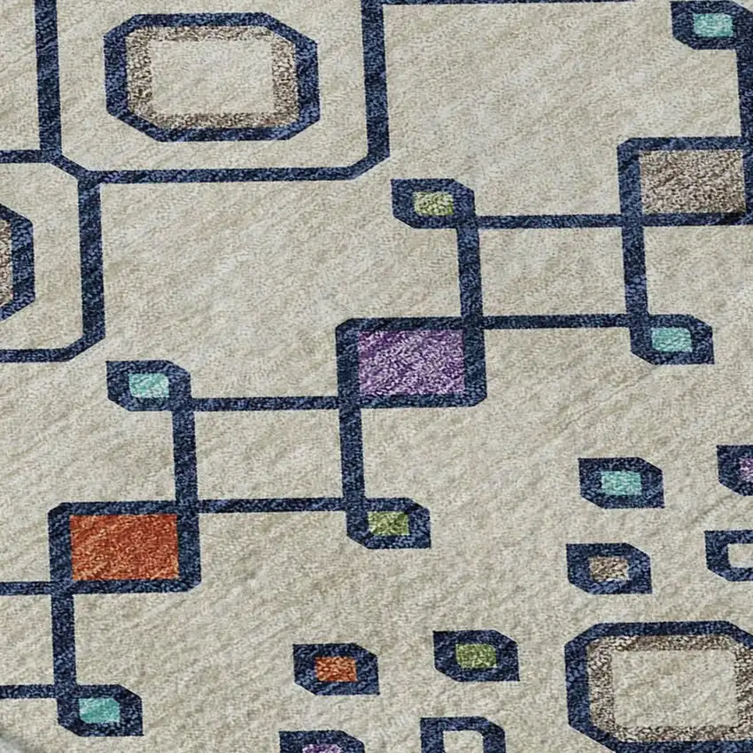 Linen Pink And Orange Southwestern Washable Area Rug With UV Protection Photo 2