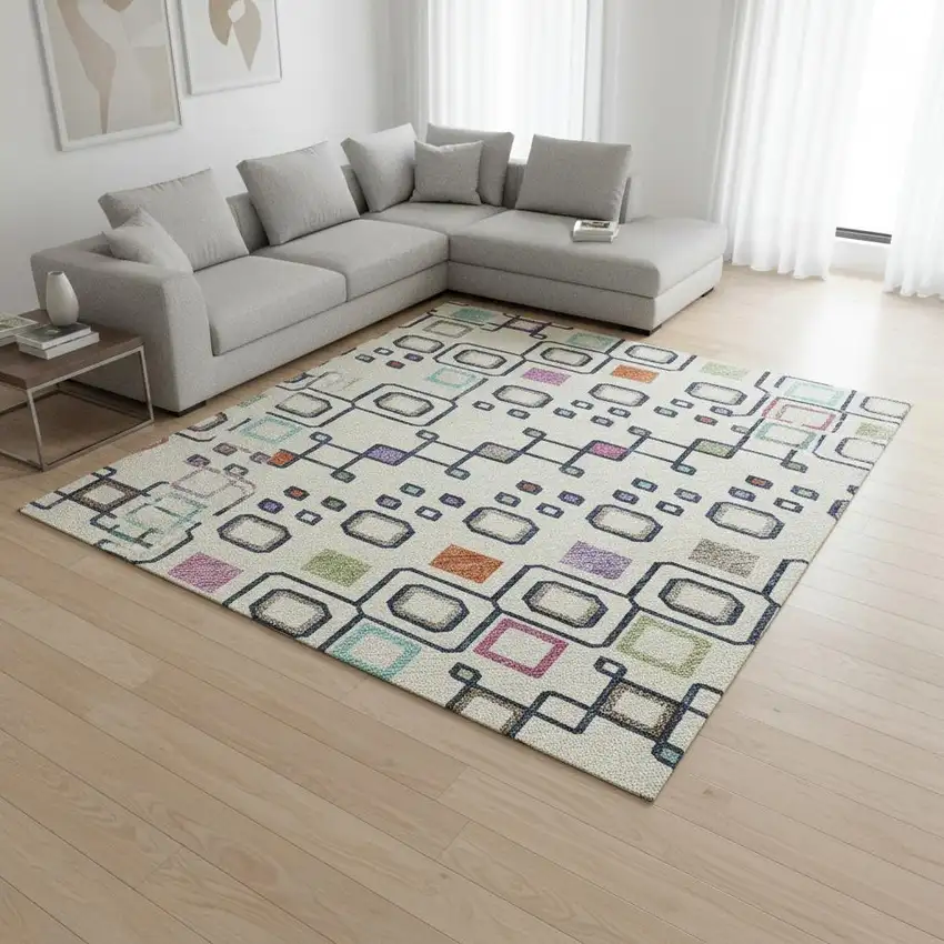 Linen Pink And Orange Southwestern Washable Area Rug With UV Protection Photo 2