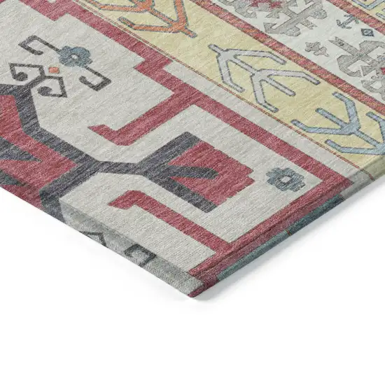 Linen Pink And Yellow Aztec Washable Indoor Outdoor Area Rug Photo 4