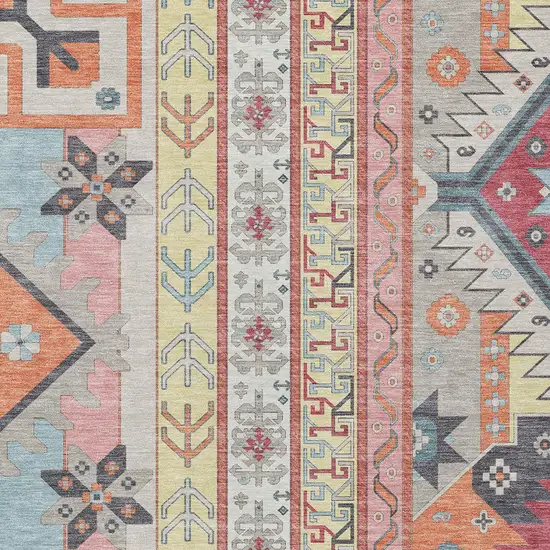 Linen Pink And Yellow Aztec Washable Indoor Outdoor Area Rug Photo 5