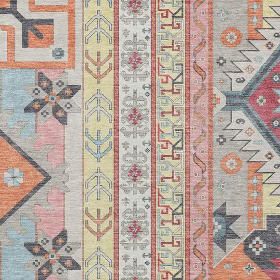 Linen Pink And Yellow Aztec Washable Indoor Outdoor Area Rug Photo 5