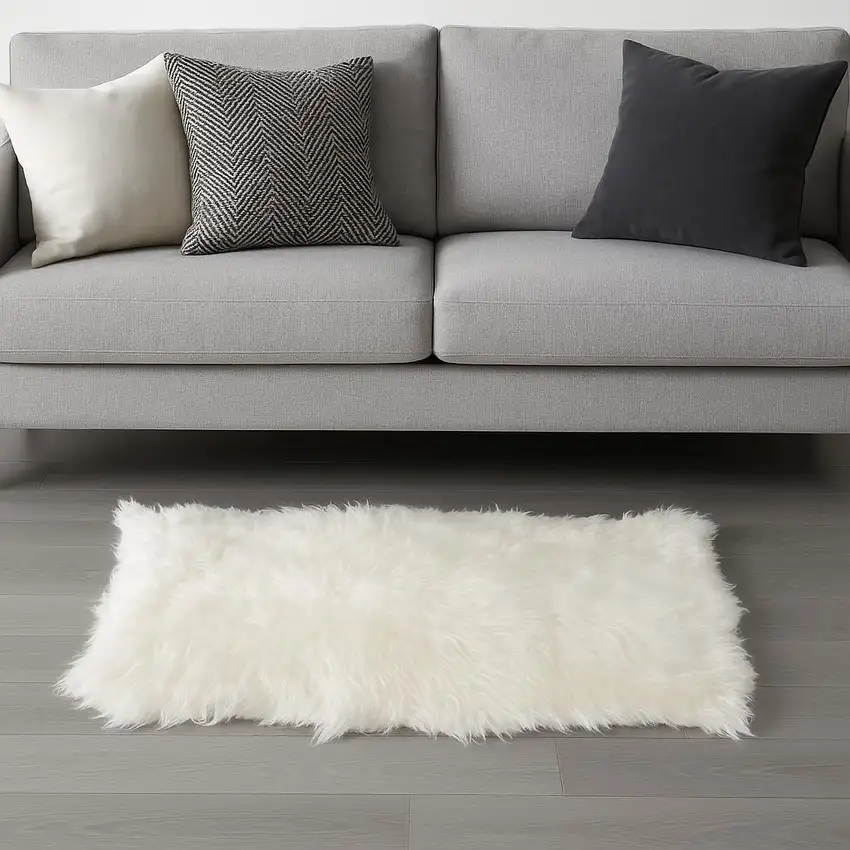 White Genuine Sheepskin Shag Area Rug Photo 2