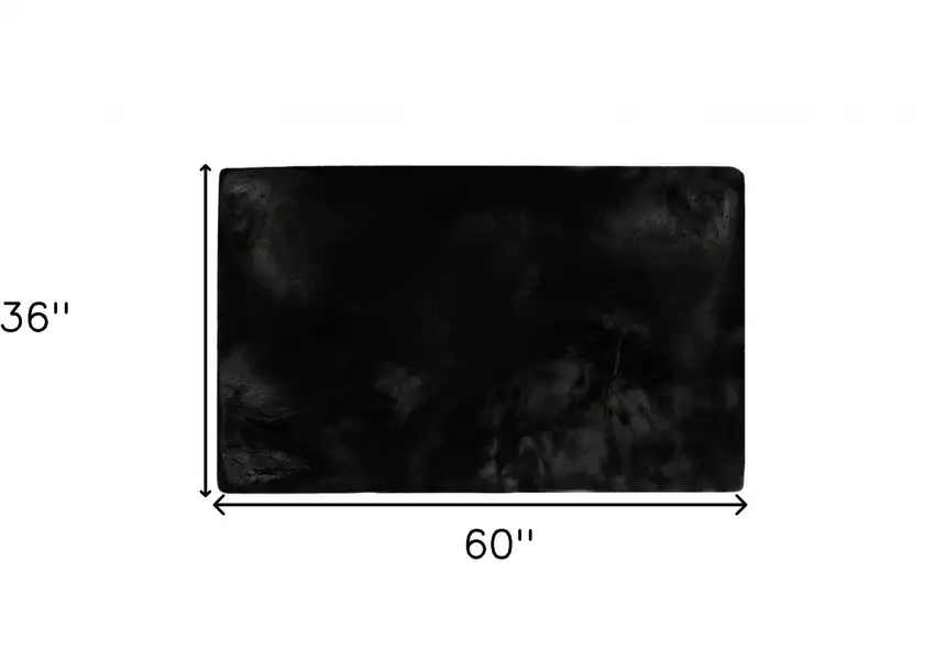 Luxe Faux Rabbit Fur Rectangular Rug    - Black Photo 7