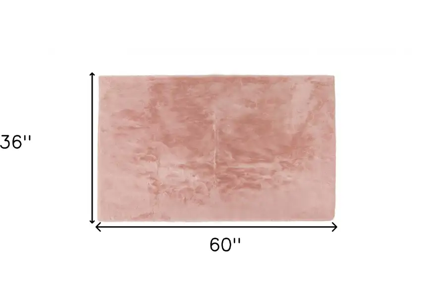 Luxe Faux Rabbit Fur Rectangular Rug    - Blush Pink Photo 7