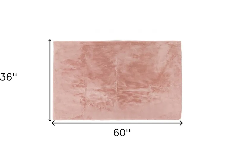 Luxe Faux Rabbit Fur Rectangular Rug    - Blush Pink Photo 3