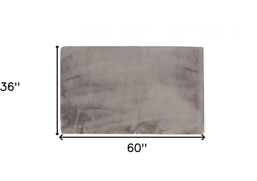 Luxe Faux Rabbit Fur Rectangular Rug    - Grey Photo 7