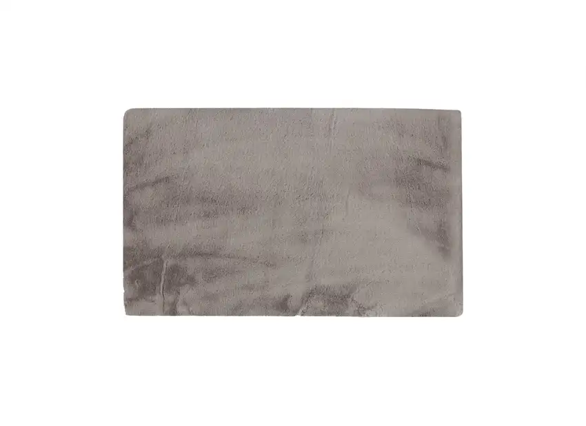 Luxe Faux Rabbit Fur Rectangular Rug    - Grey Photo 1