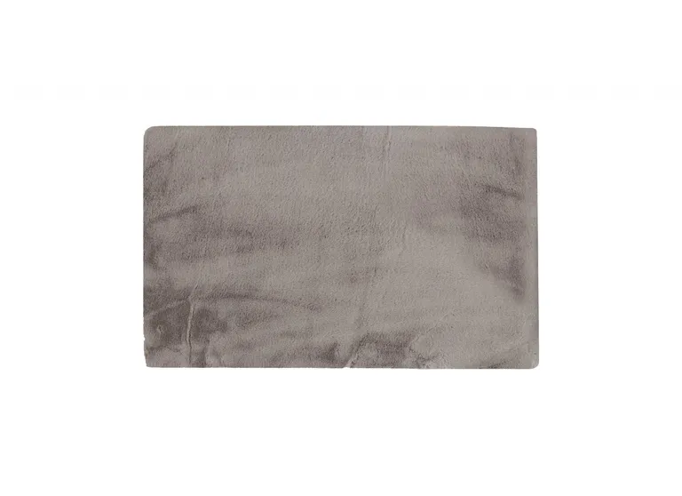 Luxe Faux Rabbit Fur Rectangular Rug    - Grey Photo 1