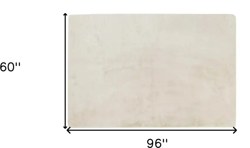 Luxe Faux Rabbit Fur Rectangular Rug    - Ivory Photo 3