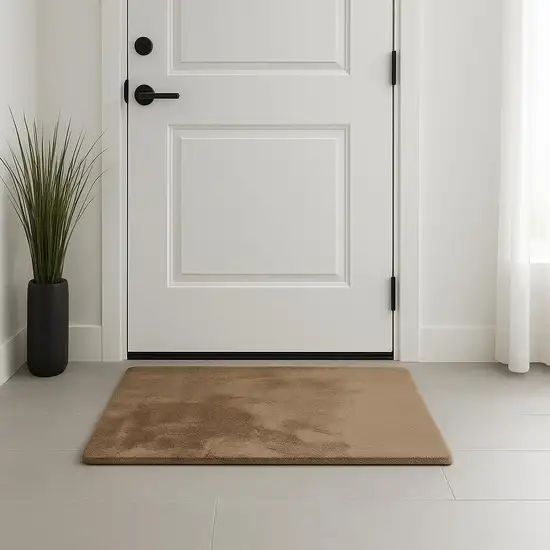 Taupe Shag Hand Knotted Area Rug Photo 1