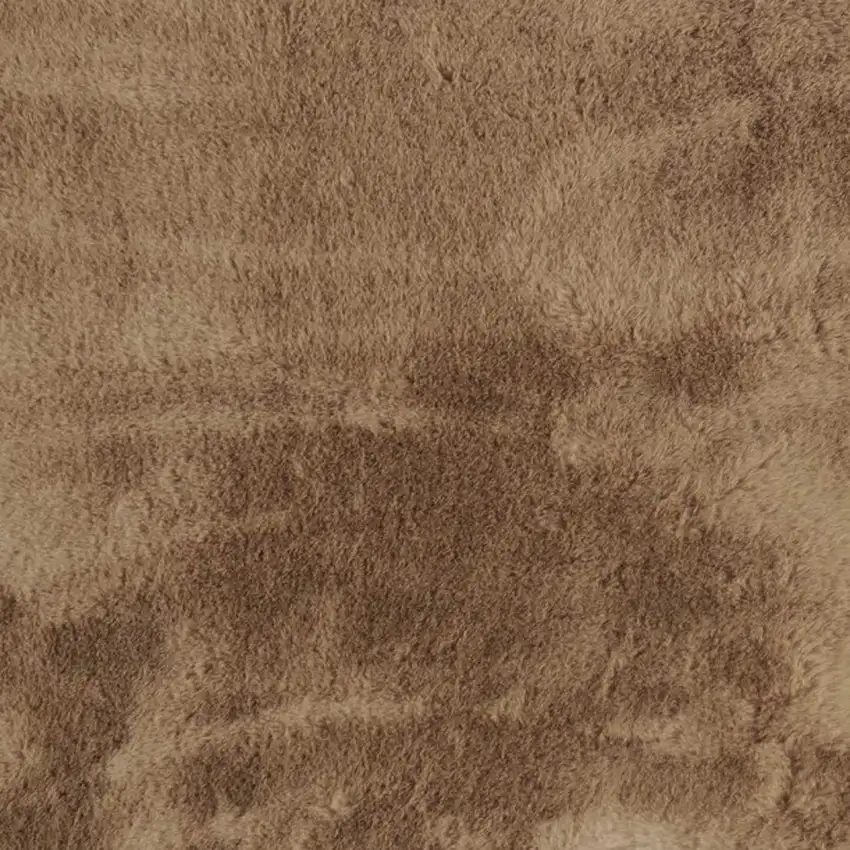 Luxe Faux Rabbit Fur Rectangular Rug    - Taupe Photo 5